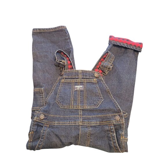 Oshkosh Plaid Lined Bib Overall Vestback 4T Toddlers - Picture 1 of 8